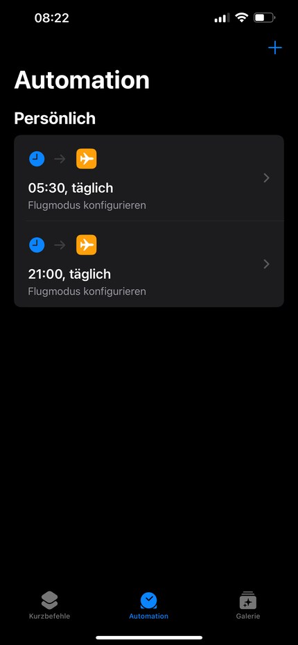 ... den Flugmodus für die gewünschten Uhrzeiten einstellen.