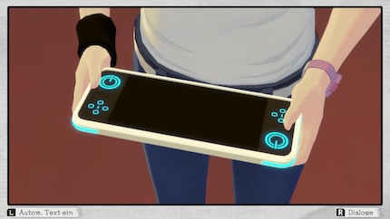 Ashley résout les énigmes à l’aide d’un gadget ressemblant à la Switch.