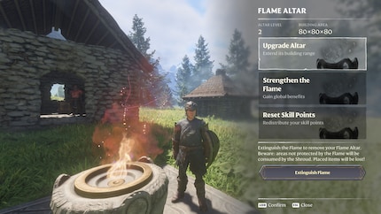 Première étape : ériger un Autel de la Flamme qui formera le cœur de ma base.
