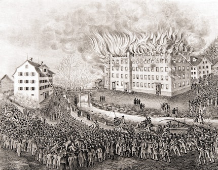 Nicht alle fanden die Billigproduktion gut: Brand von Uster 1832.
