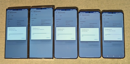 Cinque modelli Samsung a confronto nel test di benchmark.