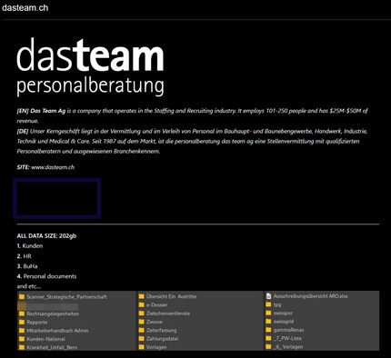 In relevant forums, the group shows screenshots of the internal folder structure as proof of the offence.