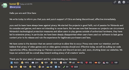 Statement from bunnei, a lead developer of the Switch emulator.