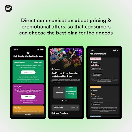 Questo è il modo in cui Spotify vuole pubblicizzare i suoi prodotti all'interno della versione UE della sua app.