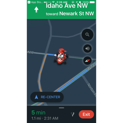 Here Mario is driving through a US city. The feature is no longer available on Google Maps. What a shame, really.