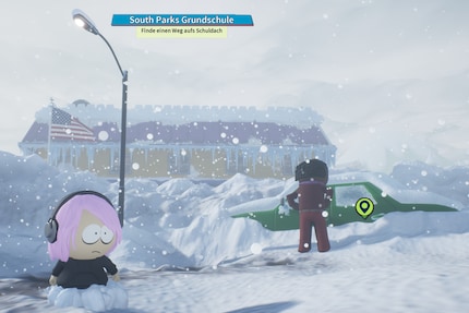 Ich mache mich als Neuling auf die Suche nach Cartman. Eine grüne Markierung weist mir den Weg.