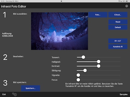 Simple, but limited: the Infrared Photo Editor app on the iPad.