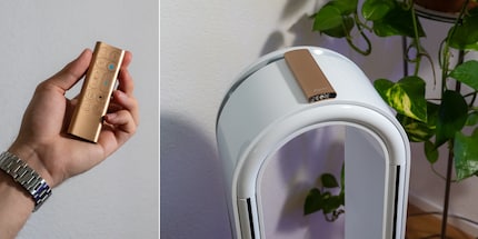 La petite télécommande s’aimante sur le purificateur d’air pour vous éviter de la perdre.