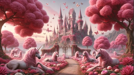 Die Ausgangslage, eine Feenlandschaft mit Schloss und Einhörnern, ist Kitsch pur. Das will ich ändern.