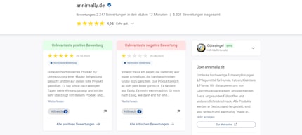 Auch auf Trusted Shops ist die Akzeptanz der Nahrungsergänzungsmittel ein Thema.