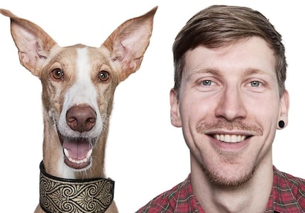 Bicycle courier Erik and Podenco dog Fernando are like two peas in a pod.