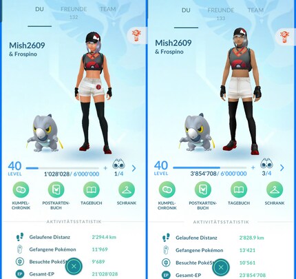 On the left, my avatar before the update. The fact that the white belt is now missing is a bug, something Niantic wants to fix.