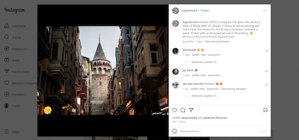 Sur cette photo de Matt Growcoot, une petite tache de poussière a été retouchée, cela suffit pour que la mention relative à l’IA apparaisse.