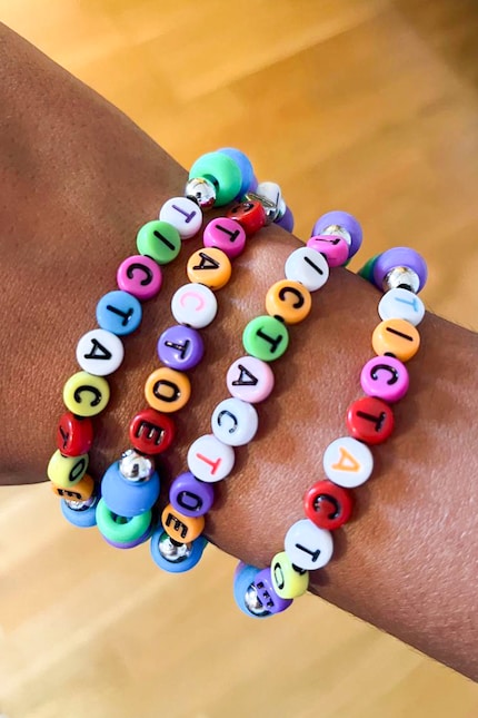 Unfortunately, there were only enough for bracelets for four of the eight team members. The set doesn’t contain enough Ts.