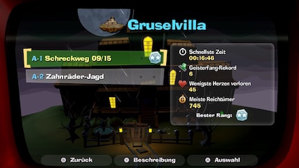 Contrairement aux autres jeux « Luigi’s Mansion », je commence ma mission à partir de la sélection et je consulte ensuite un récapitulatif de mes performances sur l’écran final.