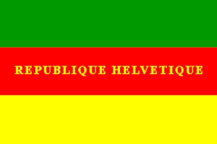 La bandiera della Repubblica Elvetica era un tricolore in verde, rosso e giallo. 