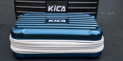 …in a practical blue transport case.