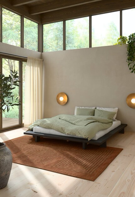 Le look minimaliste japonais, y compris l'art vintage japonais, les chambres à coucher en futon ou les idées de jardin zen, est à la mode.