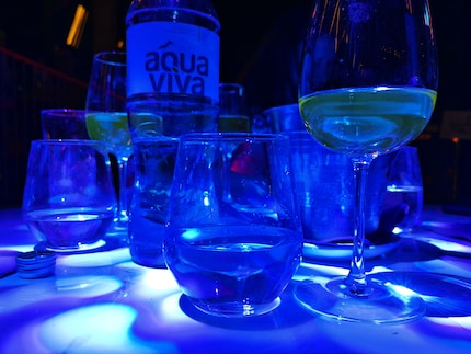 A snapshot of glasses in blue light is nice to look at.