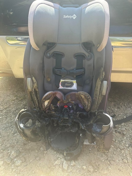 A button battery in a children’s book is believed to have caused the fire.