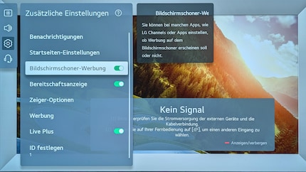 Auf meinem LG OLED CX war die Bildschirmschoner-Werbung standardmässig aktiviert, ohne dass ich davon wusste.