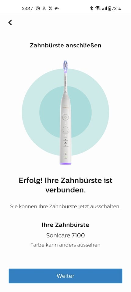 Die erste Verknüpfung zwischen Zahnbürste und Handy gelang kinderleicht.