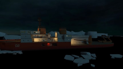 Der Eisbrecher Borealis schaffte es nicht ins fertige Spiel.