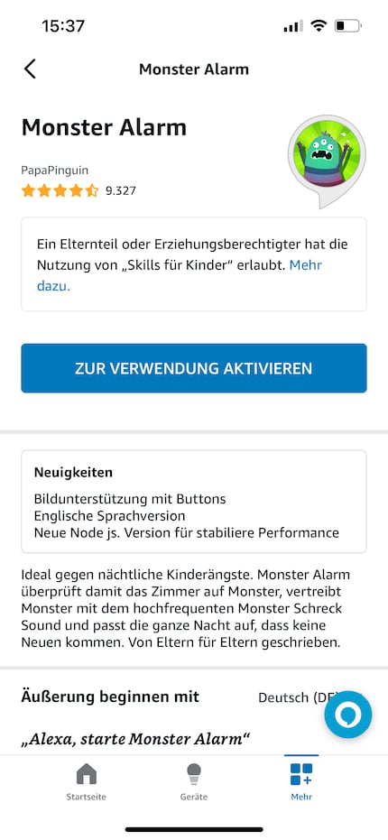 Die Monster-Schreck-Funktion kannst du ganz einfach in der Alexa-App aktivieren.