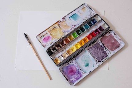 Ma boîte de couleurs (composée par mes soins) de Schmincke est utilisée chaque jour - et cela se voit.