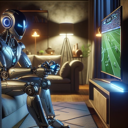 Peut-être qu’un jour, l’IA prendra la forme d’un robot physique, par exemple pour jeter la manette sur la télé lorsqu’une passe est ratée dans « EA FC ».