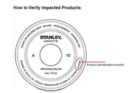 Vous trouverez le numéro d'identification du produit sur le dessous de votre gobelet.