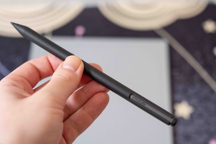 The stylus can be magnetically attached to the tablet.