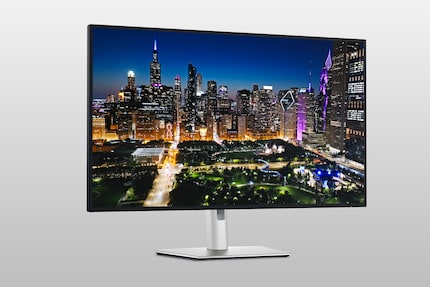 Il design di UltraSharp rimane invariato: supporto argentato, alloggiamento nero.