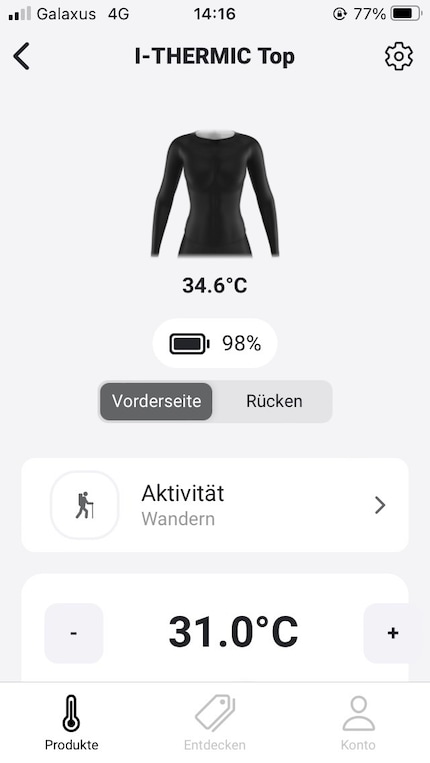 L’application me permet de définir le niveau de chauffe.