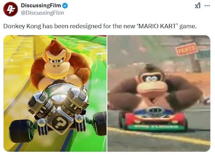 Vergleich von Donkey Kong auf der Switch (links) und auf der Switch 2 (rechts)