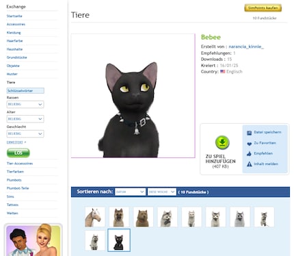 Bei Sims Exchange bekommst du neben Accessoires sogar neue Haustiere.