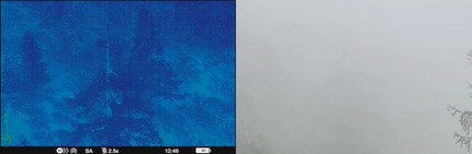 Je vois à travers le brouillard grâce au TELOS XL50 (à gauche : image thermique, à droite : photo).