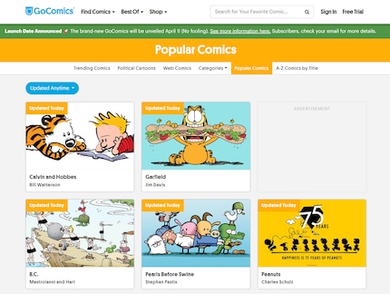GoComics est destiné à tous les fans de Snoopy, Garfield et cie.