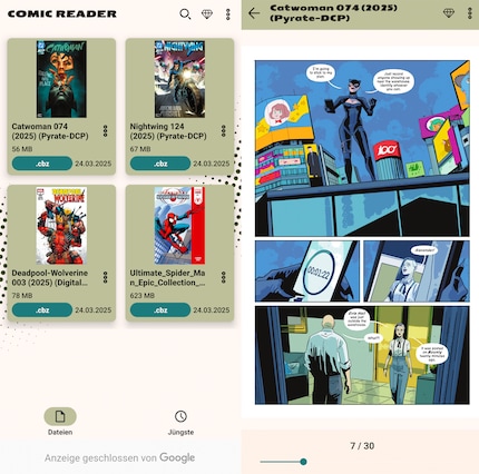 Comic Reader fonctionne bien, mais il faut payer pour se débarrasser des publicités.