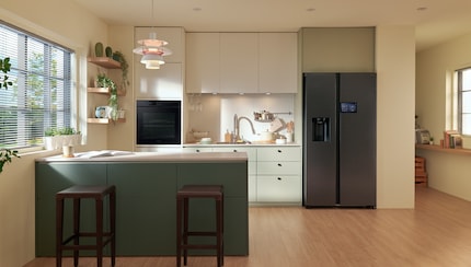 Der Samsung Kühlschrank hat neu immer einen Screen.