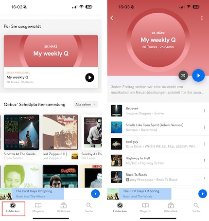 La playlist personale settimanale mostra nuovi artisti.