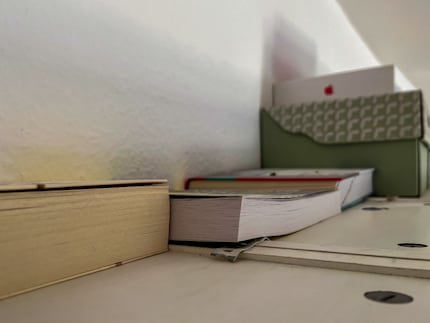 Nicht schön, aber nützlich: Mein Bücherregal ist nun vogelsicher.
