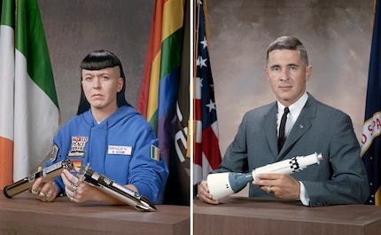 Bill Anders (à droite) était le pilote du module lunaire lors de la mission Apollo 8 en 1968. Il a photographié le lever de la Terre, la photo la plus reproduite de l’histoire de l’humanité. Rhiannon Adam (à gauche) devait suivre le même chemin, mais cela ne s’est jamais concrétisé.