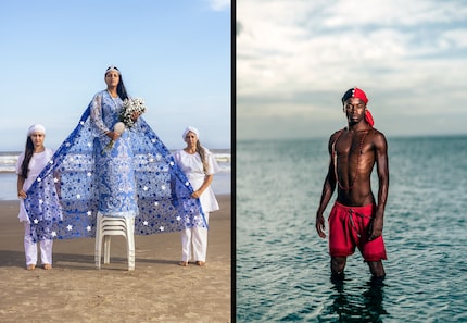 Pratiquants afro-brésiliens pendant la fête de Yemanjá. À l’origine, elle avait lieu le 31 décembre et était l’une des plus grandes fêtes culturelles du Brésil. En raison de l’opposition des autorités locales, la date de la fête a dû être modifiée.