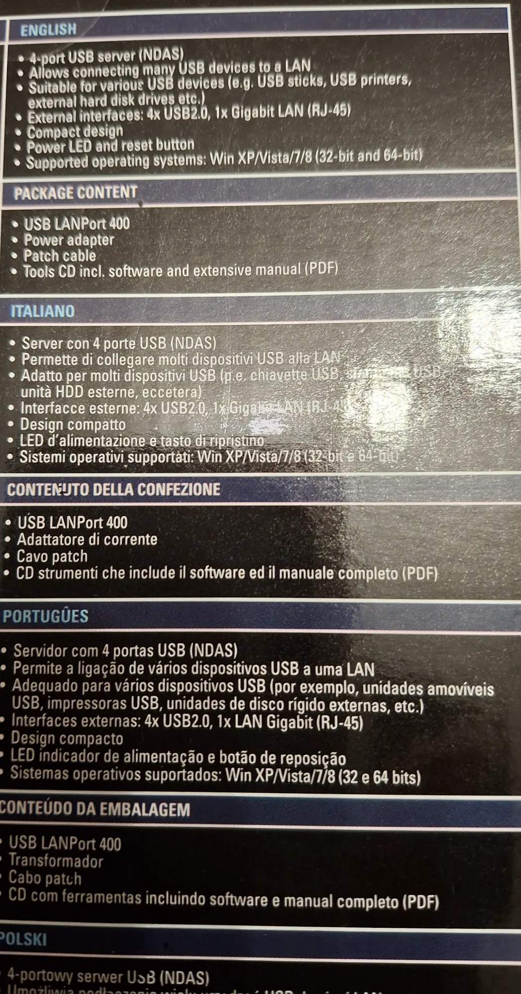 Immagine prodotto Sharkoon Porta LAN USB 400 (USB)