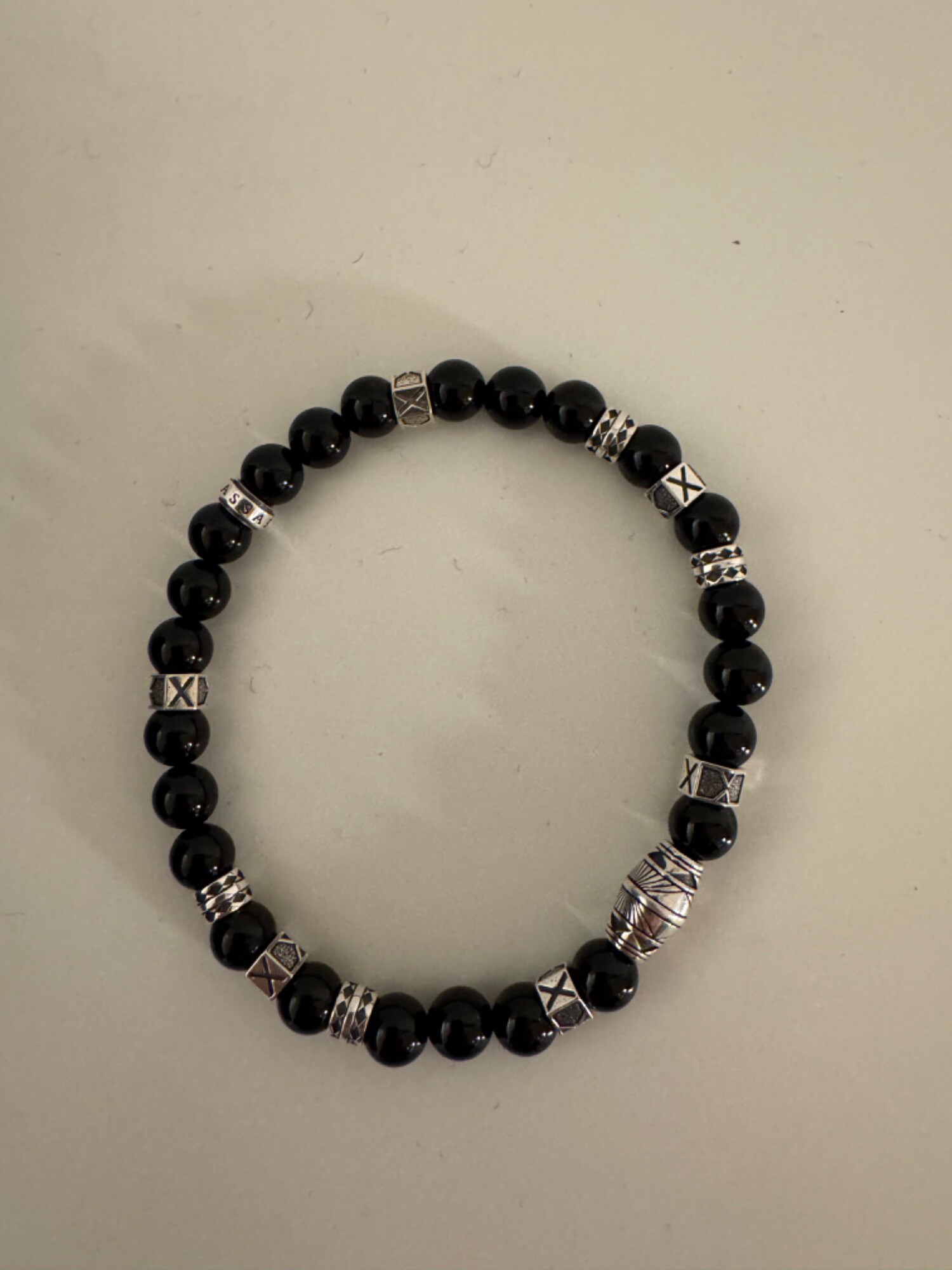 Produktbild Thomas Sabo Armband mit Schwarzen Onyx Beads Silber (17 cm, Geschwärzt, 925 Sterlingsilber)