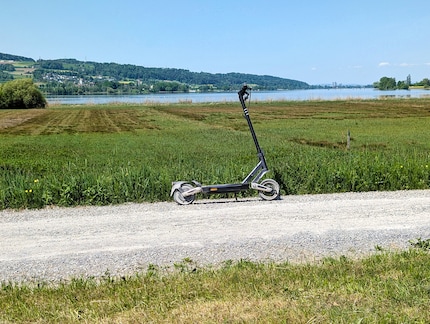 After travelling 20 kilometres over rough ground, the scooter could use a clean.