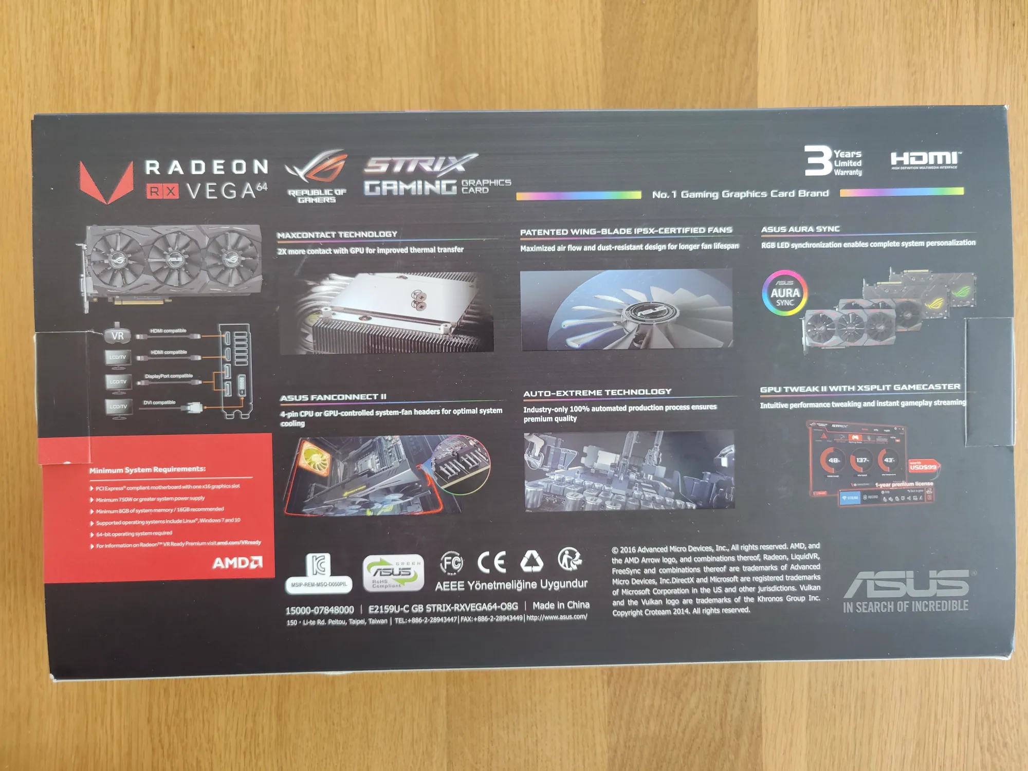 Actual product image ASUS Radeon ROG STRIX RX VEGA 64 O8G GAMING (8 GB)
