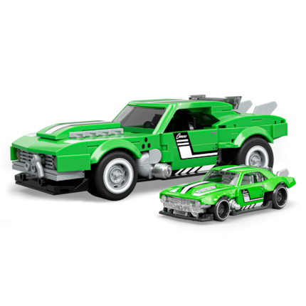 Il classico delle muscle car americane con una posizione ampia e strisce da corsa sorprendenti.