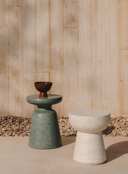 The glazed terrazzo table is perfect for adding a touch of colour all year round.